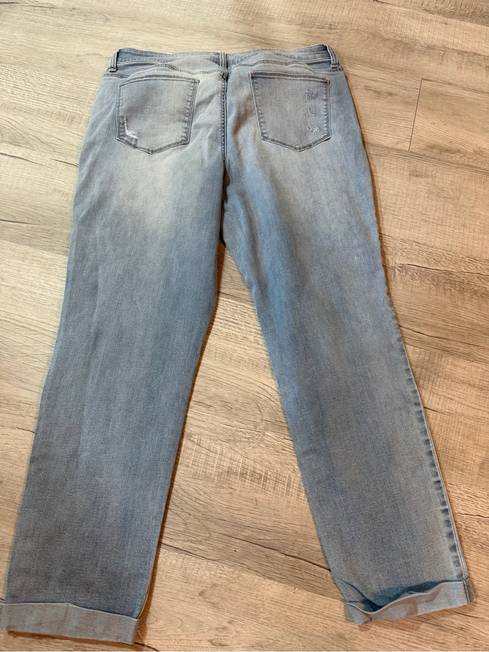 Light Blue Women's Distressed Lace Patch Jeans - Picture 2 of 7